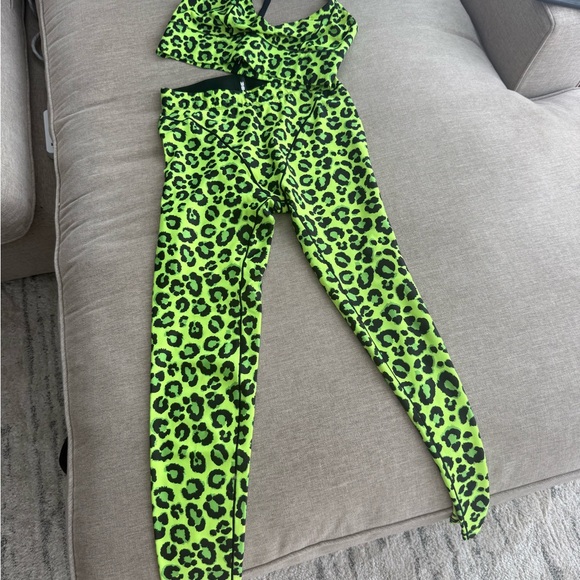Adam Selmam French cut Neon Green Leopard Print Activewear set - final price - Picture 6 of 6